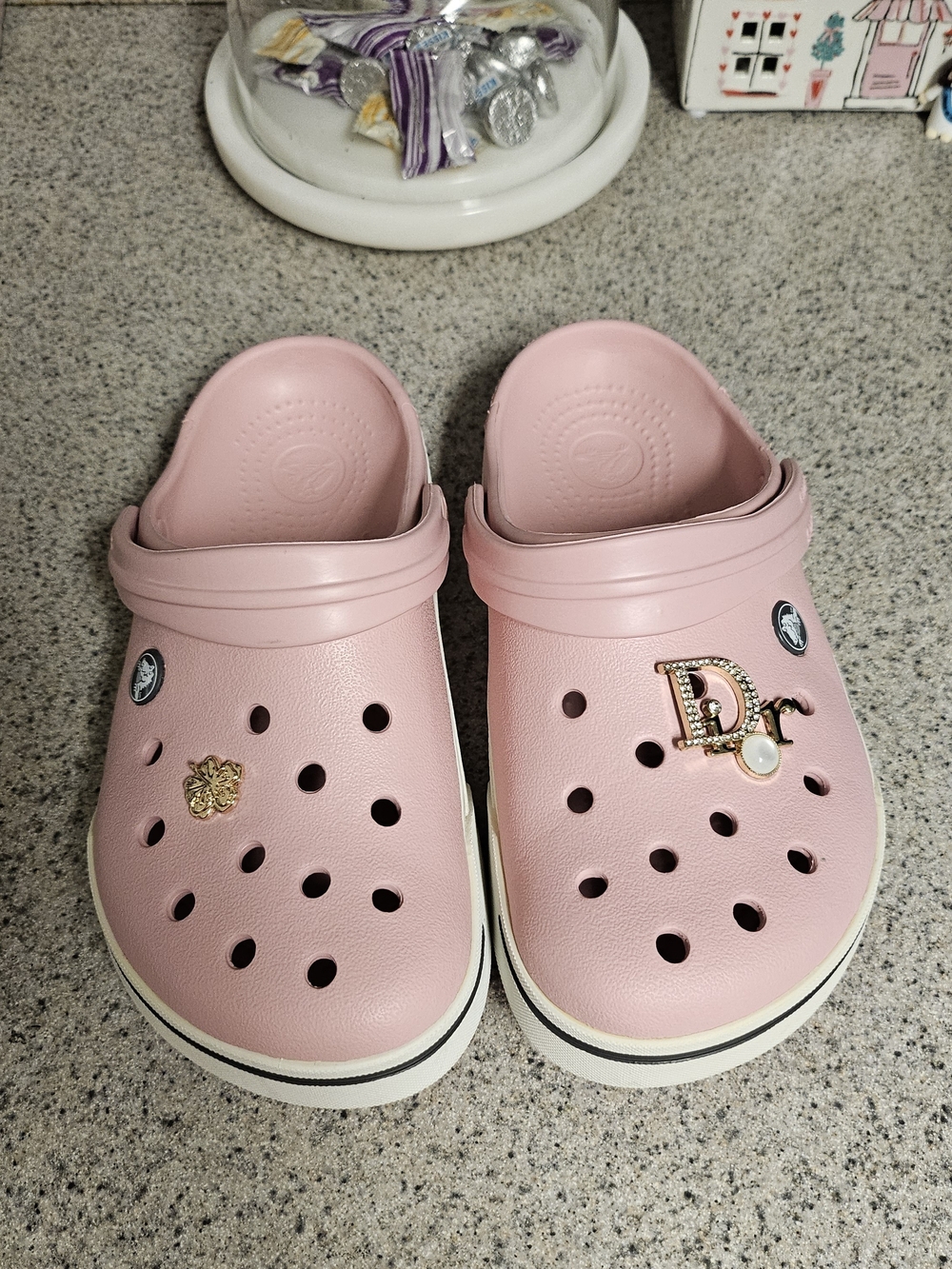 CROCS Light Pink Slip-On Clog Sandals with Charms
